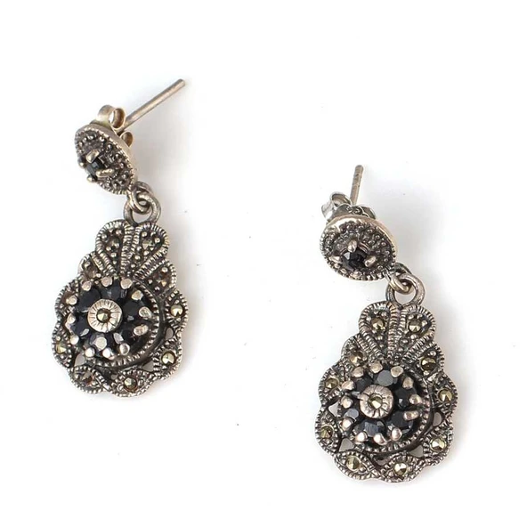 925 Ayar Gümüş Markazit Taşlı Küpe ürün görseli 1