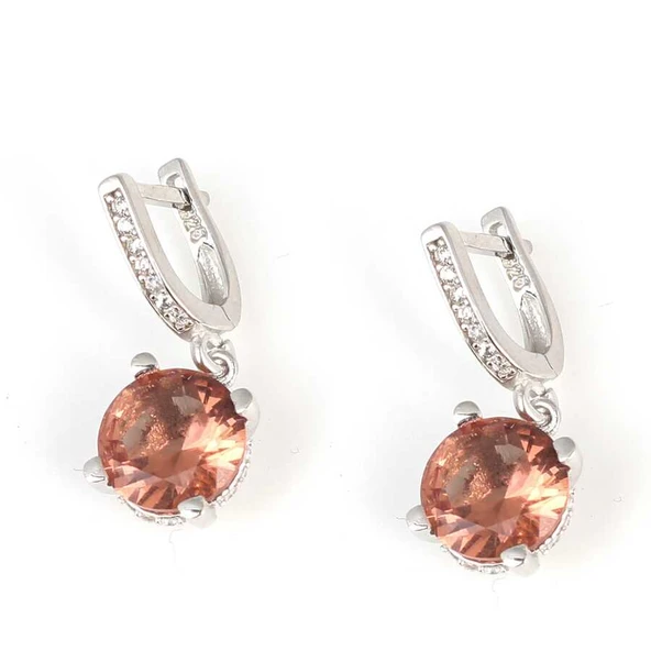 925 Ayar Gümüş Yuvarlak Zultanit Taşlı Küpe ürün görseli