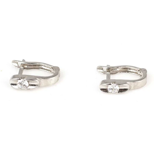 925 Ayar Gümüş Tektaşlı Küpe - Resim 2