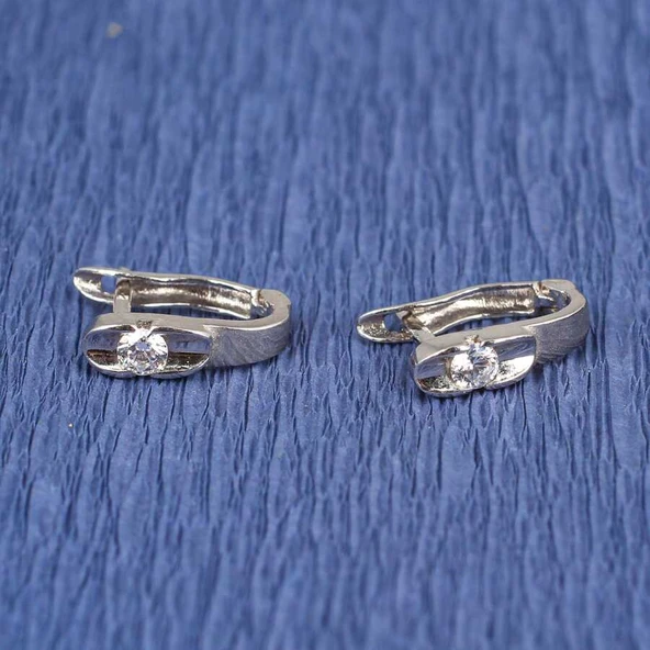 925 Ayar Gümüş Tektaşlı Küpe ürün görseli