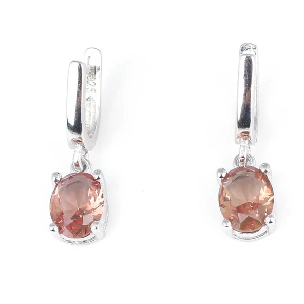 925 Ayar Gümüş Oval Zultanit Taşlı Küpe ürün görseli 1