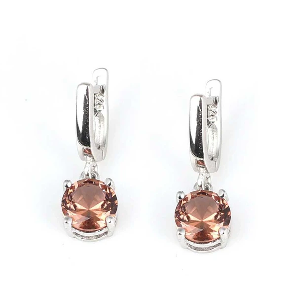 925 Ayar Gümüş Yuvarlak Zultanit Küpe ürün görseli