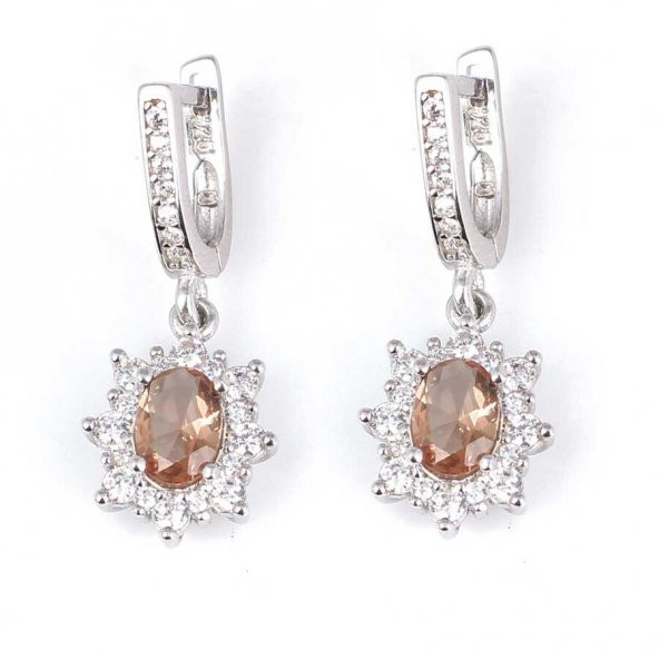 925 Ayar Gümüş Oval Zultanit Kenarı Zirkonlu Küpe