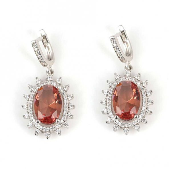 925 Ayar Gümüş Oval Zultanit Taşlı Küpe