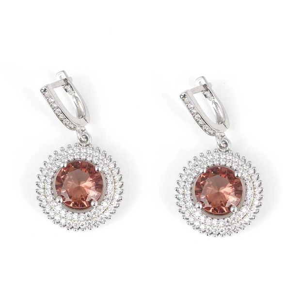 925 Ayar Gümüş Yuvarlak Zultanit Taşlı Küpe ürün görseli