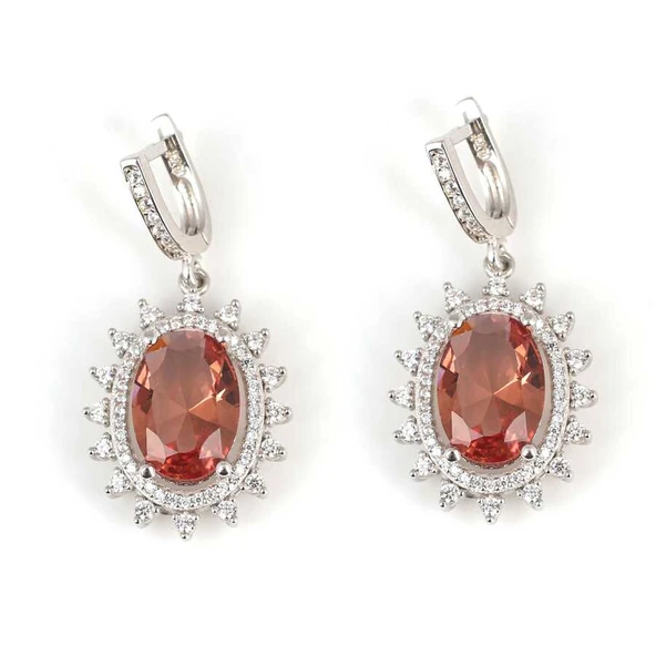 925 Ayar Gümüş Oval Zultanit Taşlı Küpe ürün görseli