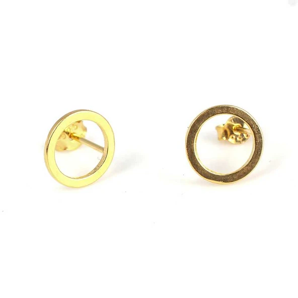 925 Ayar Gümüş Halka Küpe, Sarı - Resim 2