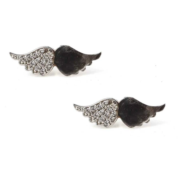 925 Ayar Gümüş Melek Kanadı Model Küpe ürün görseli 1