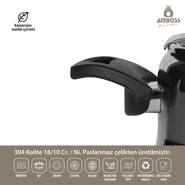 Amboss Amber Klasik Düdüklü Tencere 6 Lt - 5