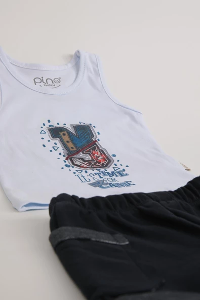 N3 Baskı Şortlu Takım Lacivert 3561 - 3