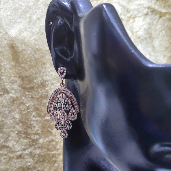 925 Ayar Gümüş Çiçek Sepeti Model Avize Küpe - Resim 2