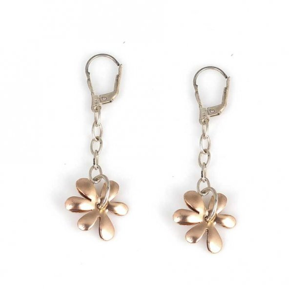 925 Ayar Gümüş Çiçekli Sallantılı Küpe