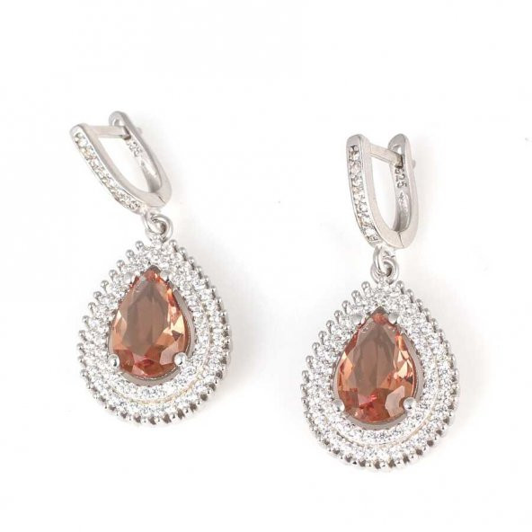 925 Ayar Gümüş Damla Zultanit Taşlı Anturaj Küpe