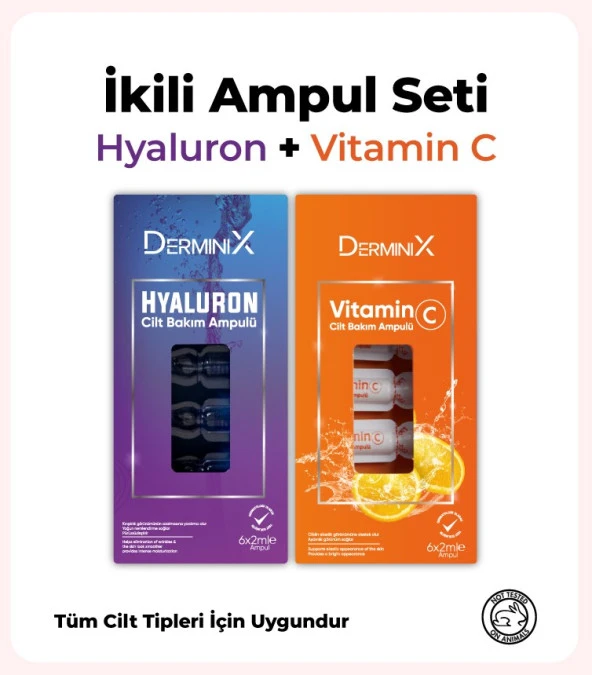 Derminix Vitamin C ve Hyaluron Cilt Bakım Ampulu 12li