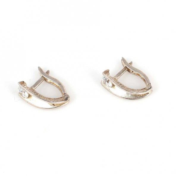 925 Ayar Gümüş J Küpe Tektaşlı - 4