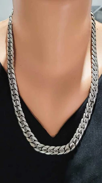 925 Ayar Gümüş Ortası Desenli Gurmet Zincir Kolye ürün görseli 1