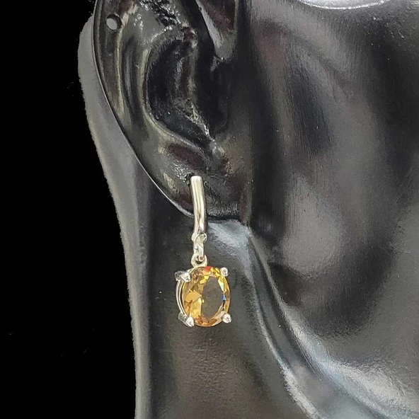 925 Ayar Gümüş Oval Zultanit Taşlı Küpe - Resim 3