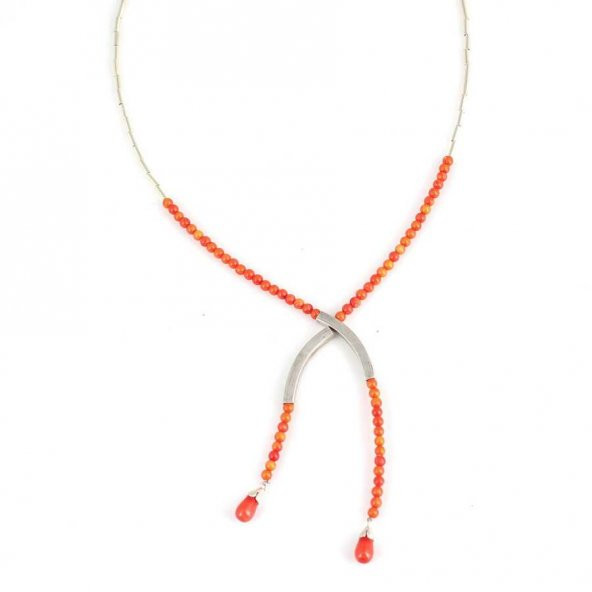 925 Ayar Gümüş Şarnelli Mercan Toplu Kolye - 3