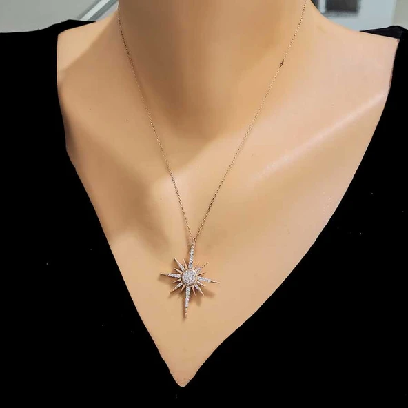 925 Ayar Gümüş Kutup Yıldızı Kolye ürün görseli