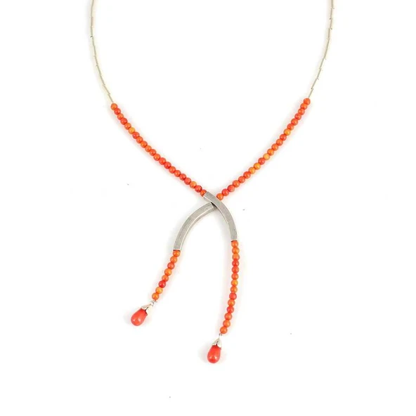 925 Ayar Gümüş Şarnelli Mercan Toplu Kolye - Resim 2