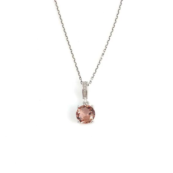 925 Ayar Gümüş Yuvarlak Büyük Boy Zultanit Taşlı Kolye - Resim 2