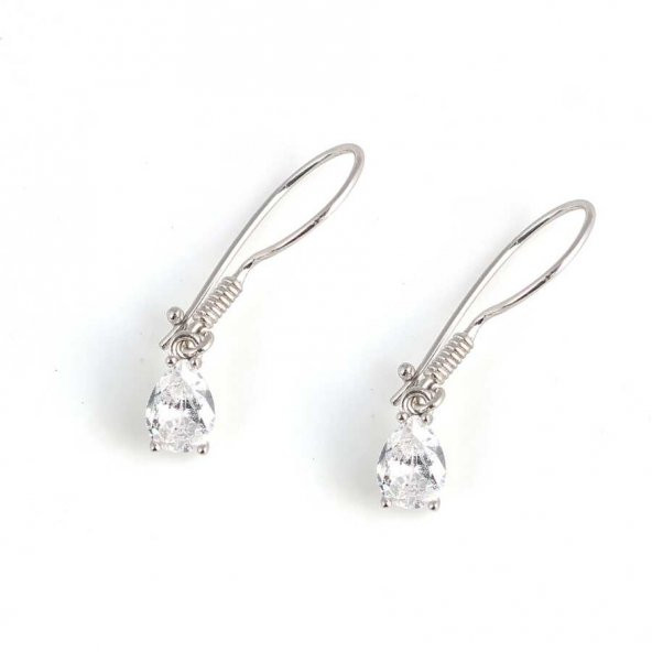 925 Ayar Gümüş Damla Zirkon Küçük Taşlı Küpe