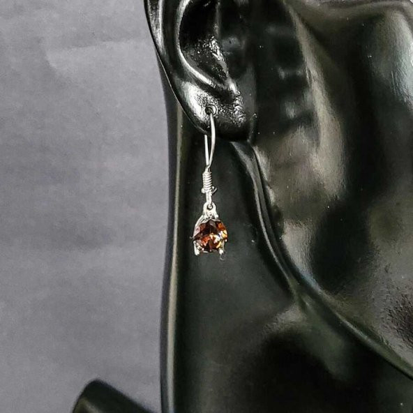 925 Ayar Gümüş Damla Büyük Boy Mistik Topaz Küpe - 3