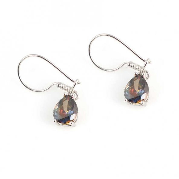 925 Ayar Gümüş Damla Büyük Boy Mistik Topaz Küpe - 2