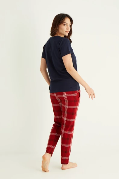 Nisanca Kısa Kollu Pamuk Kadın Pijama Takımı- Sevgili Pijaması- Tek Adet - 10
