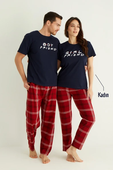 Nisanca Kısa Kollu Pamuk Kadın Pijama Takımı- Sevgili Pijaması- Tek Adet - 11