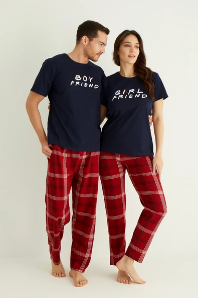 Nisanca Kısa Kollu Pamuk Kadın Pijama Takımı- Sevgili Pijaması- Tek Adet - 12