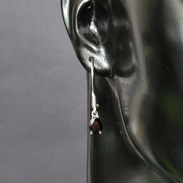 925 Ayar Gümüş Damla Küçük Oniks Taşlı Küpe