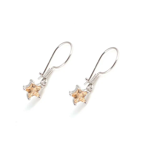 925 Ayar Gümüş Yıldız Model Kuvars Taşlı Küpe ürün görseli