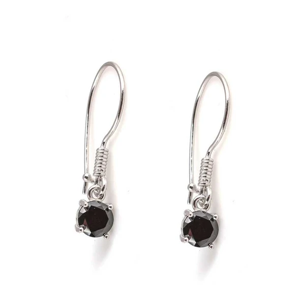 925 Ayar Gümüş Yuvarlak Küçük Boy Oniks Taşlı Küpe - Resim 3