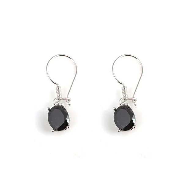 925 Ayar Gümüş Oval Büyük Boy Oniks Taşlı Küpe - Resim 3