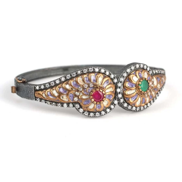 925 Ayar Gümüş Ve Bronz Karışımı Taşlı Bilezik ürün görseli