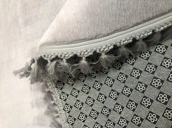 My Evilla Modern Simirna Dekoratif  Peluş Oval Ponpon Saçaklı Klozet Takımı - 3