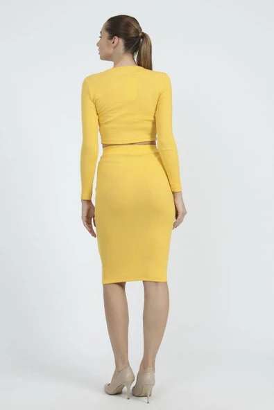 Kaşkorse Düğme Detaylı İkili Etek Takım 8422 - 8