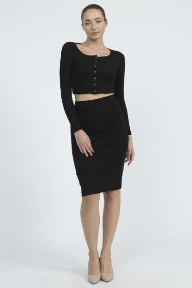 Kaşkorse Düğme Detaylı İkili Etek Takım 8422 - 9