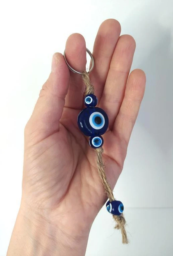Anahtarlık Kötü Göz Kovucu Nazar Hand Made Hasır Mavi Nazarlık Çanta Araba Süsü ürün görseli