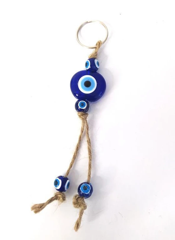 Anahtarlık Kötü Göz Kovucu Nazar Hand Made Hasır Mavi Nazarlık Çanta Araba Süsü - Resim 3