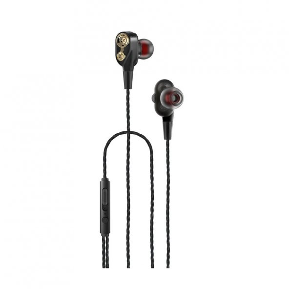 Tecno 2023 Hot Beats 3D Hifi 4 Hoparlörlü Redmi 9C 3.5mm Jack Girişli Kablolu Mikrofonlu Kulaklık Siyah