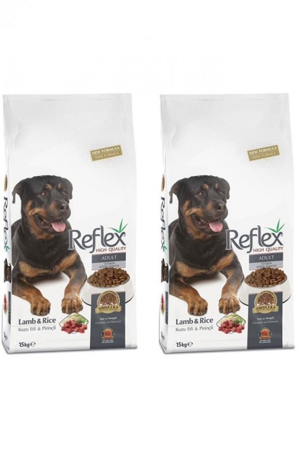 Reflex Adult Dog Kuzu Etli & Pirinçli Yetişkin Köpek Maması 15 Kg 2 Adet