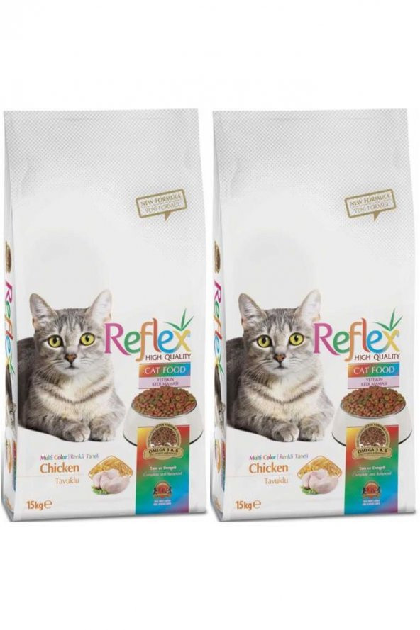 Reflex Multi Color Tavuklu Yetişkin Kedi Maması 15kg 2 Adet