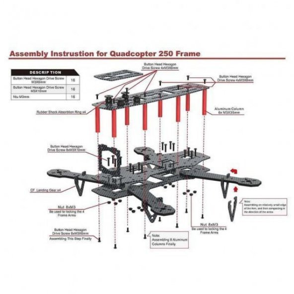 QAV250 ZMR250 Karbon Fiber Drone Gövdesi - Frame - 3