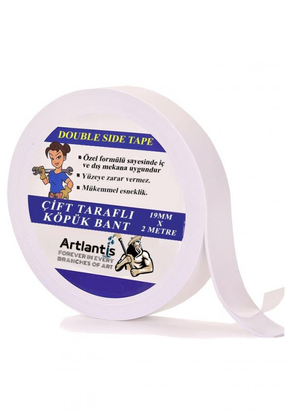 Çift Taraflı Bant Köpük Bant 19mm x 2mt 1 Adet Çerçeve Tablo Halı Yapıştırma Bandı İç Ve Dış Mekan Süper Güçlü Köpük Bant