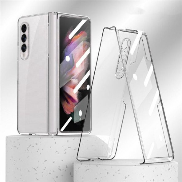 Samsung Galaxy Z Fold 3 Sert Kristal Kapak Koruma Kılıf - Şeffaf - Resim 2
