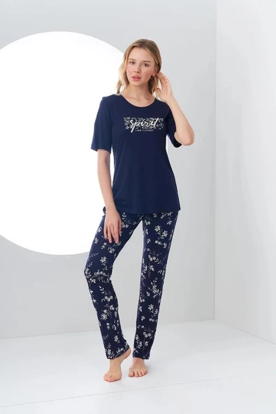 Pjs 24163 Kadın Desenli Pijama Takım - 2