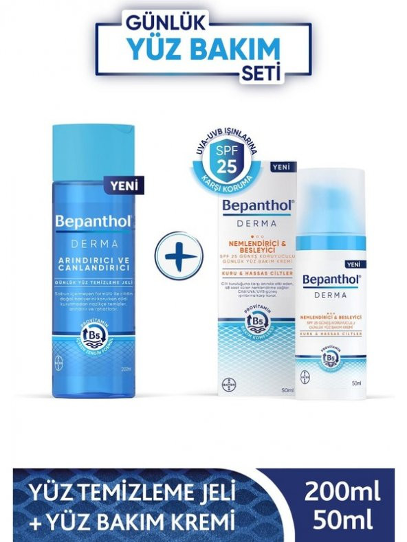 Bepanthol Derma Nemlendirici & Besleyici Spf 25 Günlük Yüz Kremi 50ML + Derma Arındırıcı & Canlandırıcı Günlük Yüz Temizleme Jeli 200ML - 3
