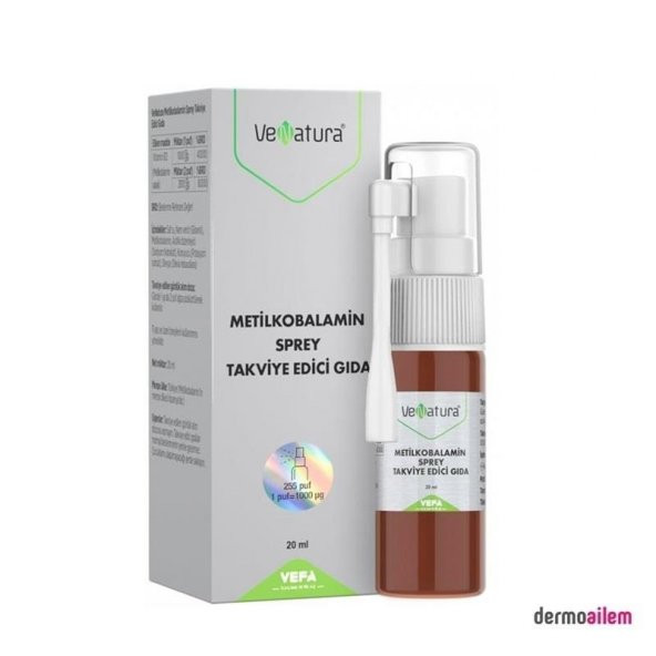 Venatura Vitamin B12 Metilkobalamin Sprey Takviye Edici Gıda 20 Ml